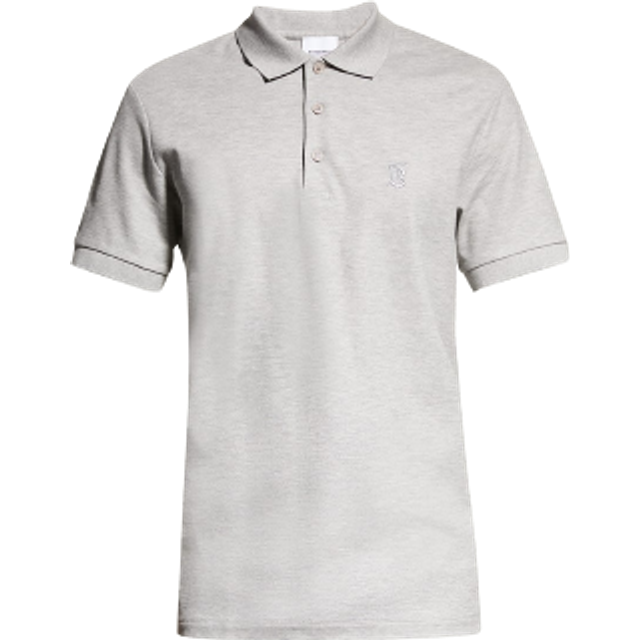 Burberry Men's 'Eddie' TB Check Placket Polo-Shirt Grey - Size: 42