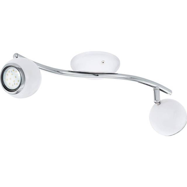 Flush Spot Ceiling Light Colour White Chrome Plated Shade Bulb GU10 2x3W Incl.