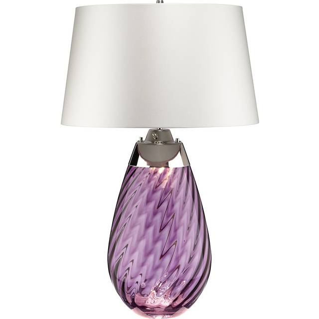 Lena 2 Light Large Plum Table Lamp with Off-white Shade, Plum-tinted Glass , Off-White Shade, E27 - Elstead