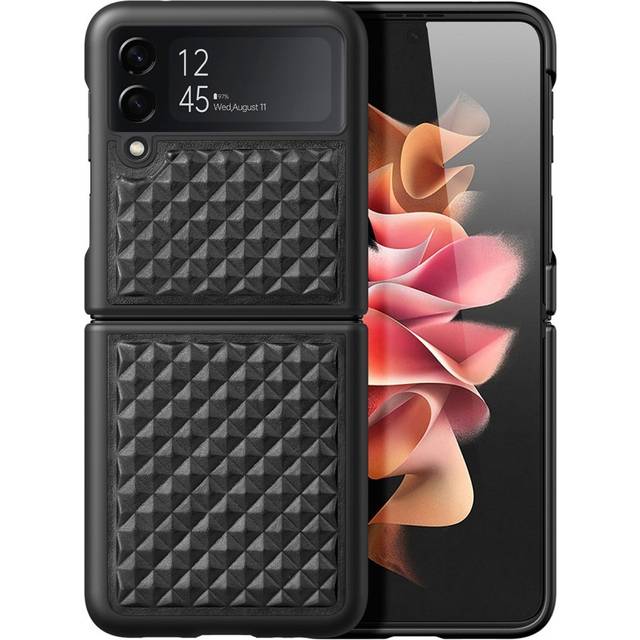 Dux ducis venice leather patterned case for samsung galaxy z flip4 5g - black
