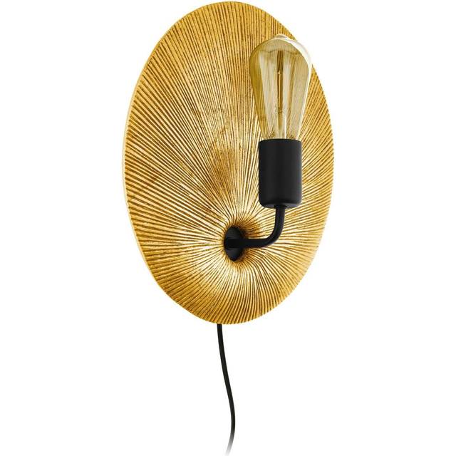 Wall Light Colour Gold BlackFan Shaped Back Plate Plug In Bulb E27 1x60W