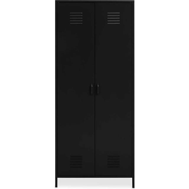 Interiors by PH Academy Two Door Black Wardrobe, Black