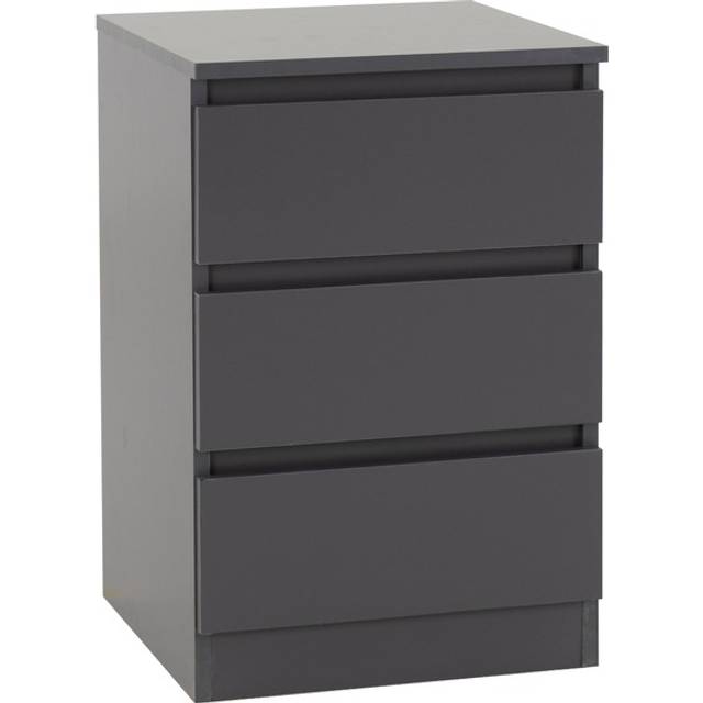 Seconique Malvern 3 Drawer Grey Bedside Table Set of 2 - 3 Drawers