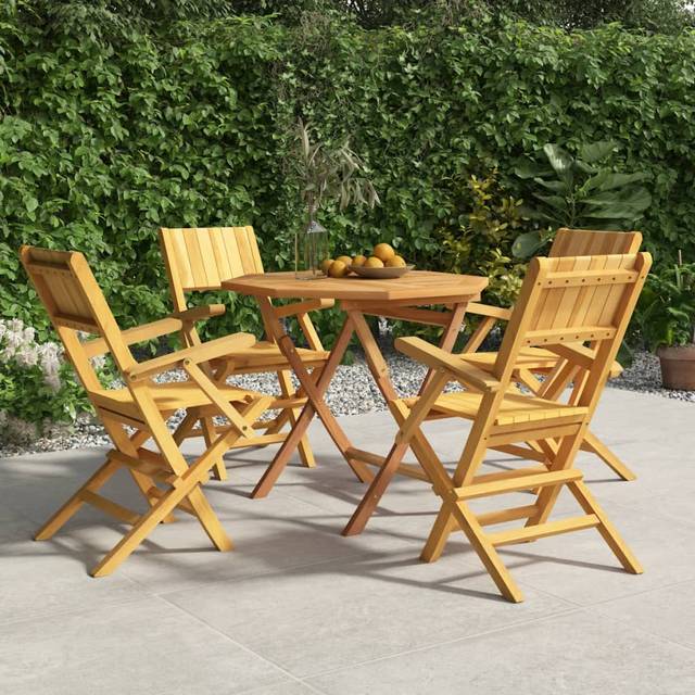 vidaXL 5 Piece Garden Dining Set Solid Wood Teak - Brown