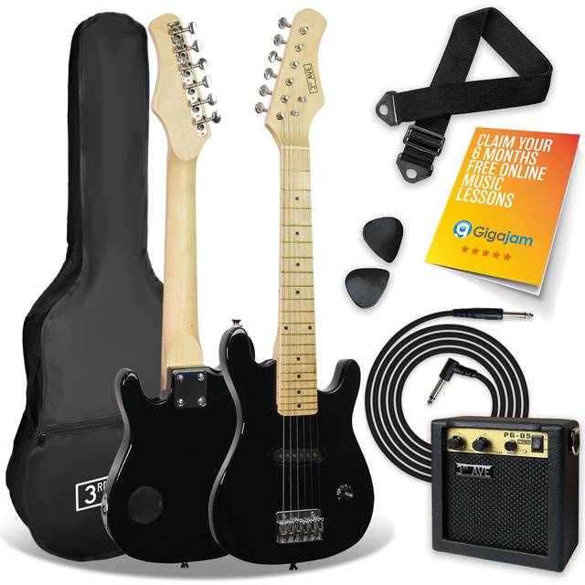 3rd Avenue Junior Electric Guitar Pack Black, Black
