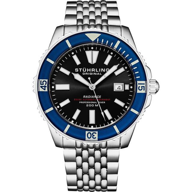 Swiss Automatic Depthmaster Radiance Diver Watch Stainless Steel Case With rotating Unidirectional Bezel and Stainless Steel Beaded metal bracelet Wat - Blue - One Size