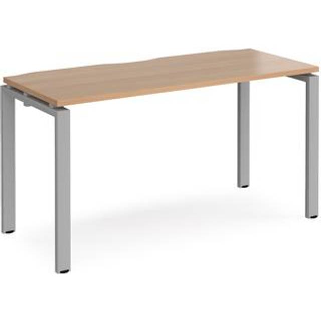 Adapt Single Office Desk - 1400mm x 600mm - Silver - Beech