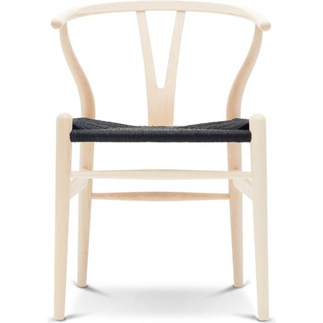 Carl Hansen - CH24 Y-Stolen, Vitoljad Ask, Svartflätat papperssnöre - Matstolar - Hans J. Wegner - Träfärgad - Papper/Trä
