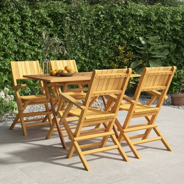 (with armrest, 5 piece) vidaXL Garden Dining Set Dinner Set Patio Seating 7 Piece Solid Wood Teak