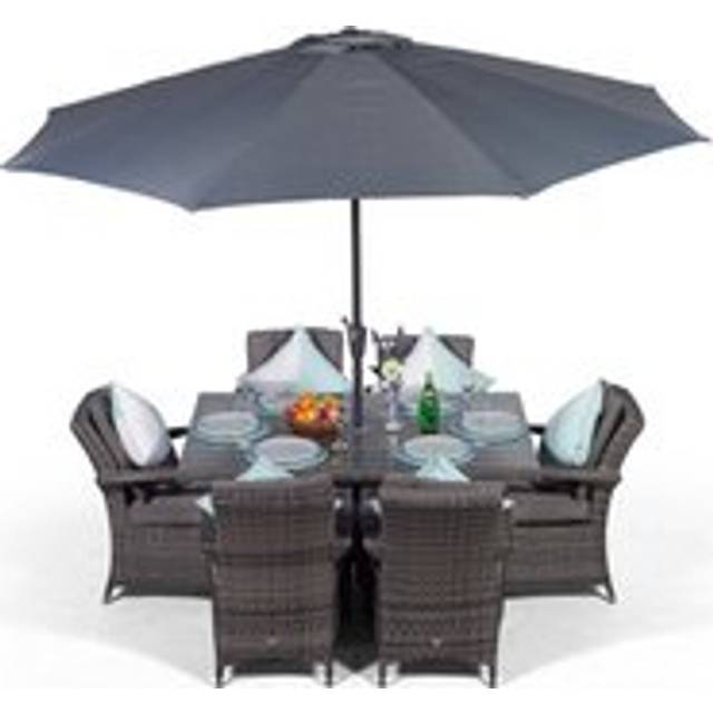 Arizona 150cm Rectangle 6 Seater Rattan Dining Set - Grey