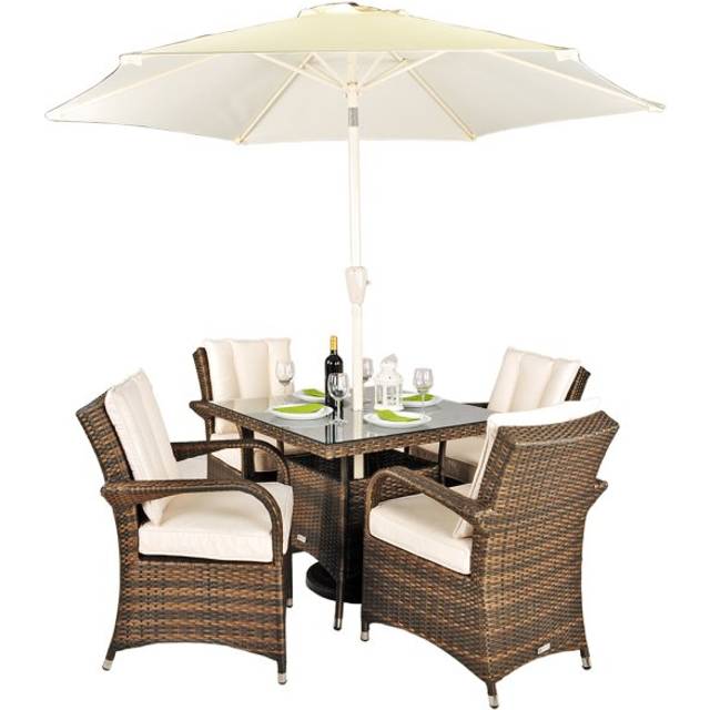 (Square, 90) Ultra Stylish Arizona Rattan Dining Garden Furniture Set