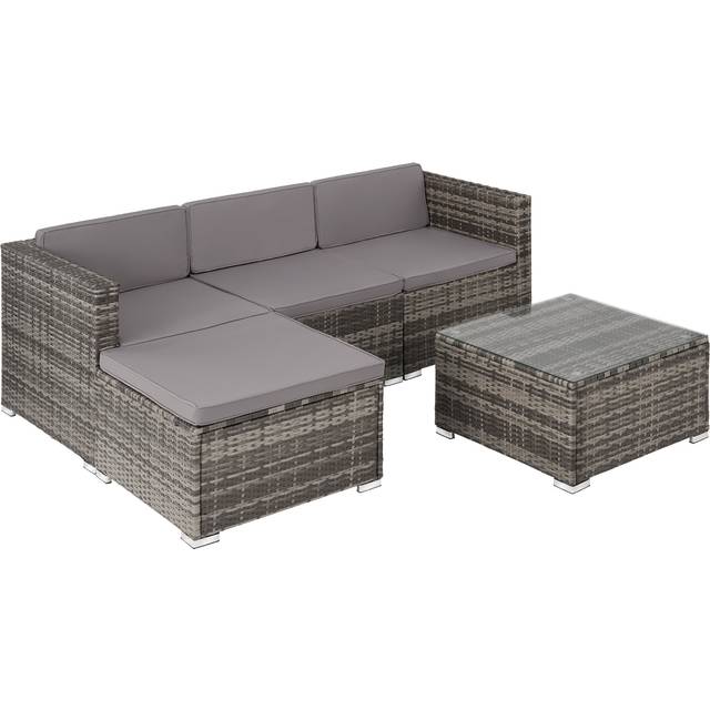 tectake Lignano 4 Seater Grey Rattan Garden Sofa Set