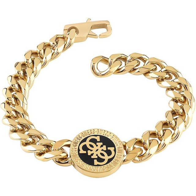 Mens Gold Plated Curb 21mm Black Gold 4G Detail Bracelet