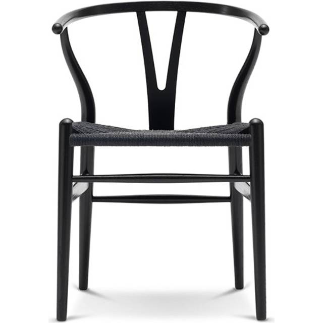 Carl Hansen - CH24 Y-Stolen, Svartlackad Ask, Svartflätat papperssnöre - Matstolar - Hans J. Wegner - Svart - Papper/Trä