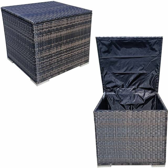 Weatherproof 8 Seater Rattan Cube Dining Set - Modern Outdoor Elegance | Wowcher - Black