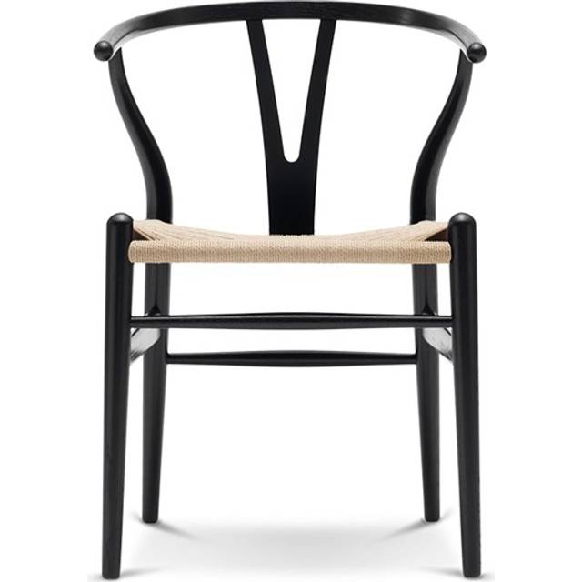 Carl Hansen - CH24 Y-Stolen, Svartlackad Ask, Naturflätat papperssnöre - Matstolar - Hans J. Wegner - Svart - Papper/Trä