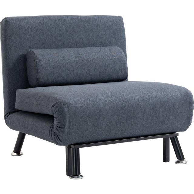 HOMCOM Single Folding 5 Position Convertible Sleeper Chair Sofa Bed Dark Grey