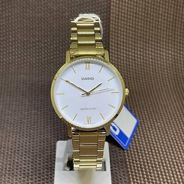 CASIO Waterproof White Watch Dial White Analog LTP-VT01G-7B - Free