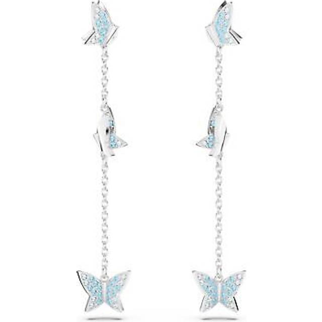 Swarovski Lilia Blue Butterfly Drop Earrings - Silver