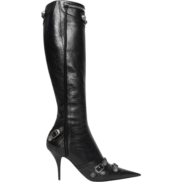 Balenciaga Women&#39;s Le Cagole Leather Boots in Black | Size 38 | 694395WAD4E1081 (38)