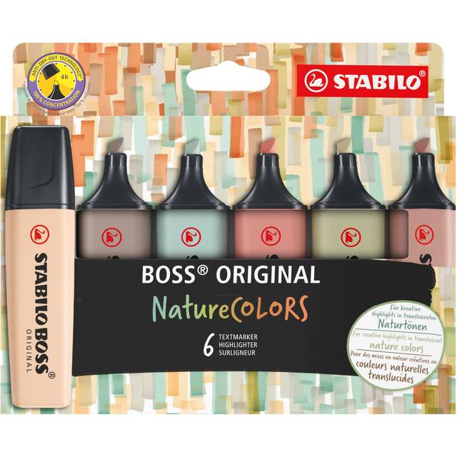Stabilo Boss Original Highlighter NatureColors Assorted (Pack of 6) - 70/6-2-2