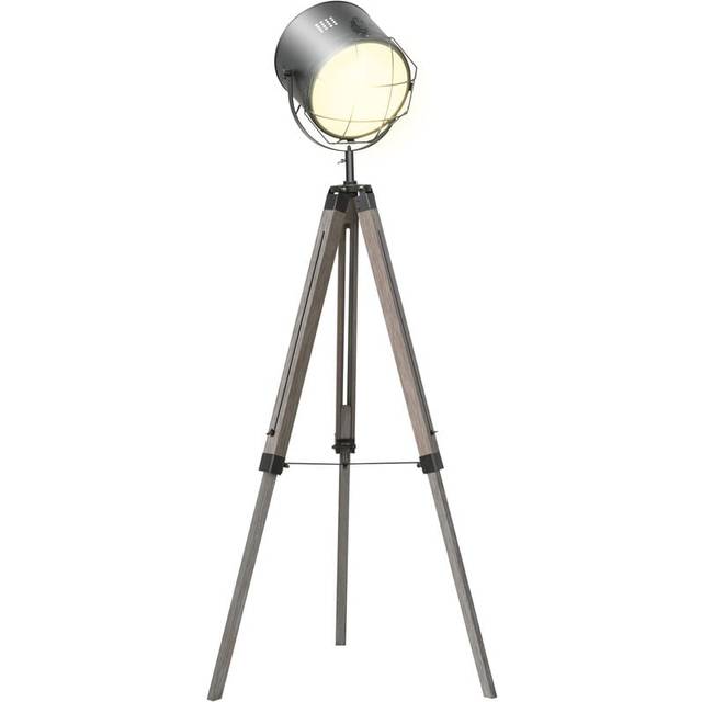 HOMCOM Height Adjustable Tripod Floor Lamp E27 Grey