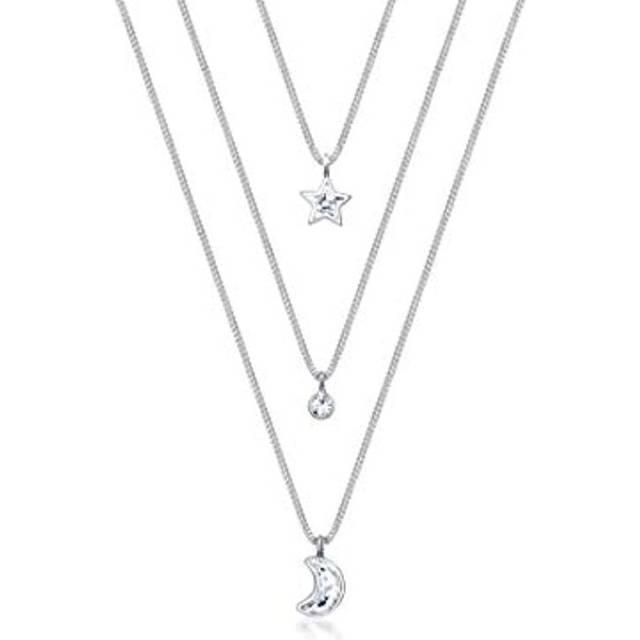 Elli Halsband kvinna lager stjärna måne astro kristaller 925 sterlingsilver, 400, Silver