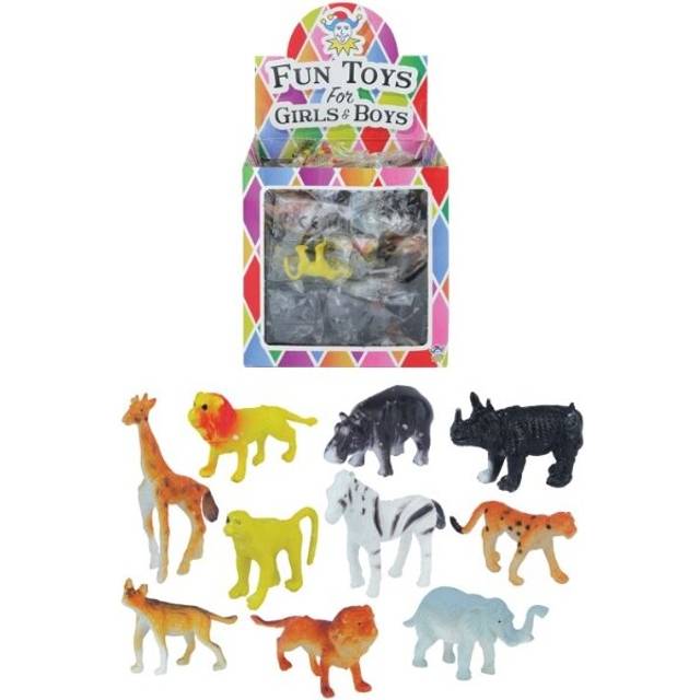 10 Assorted Mini Jungle Zoo Plastic Animal Figures Elephant Tiger Giraffe Toys