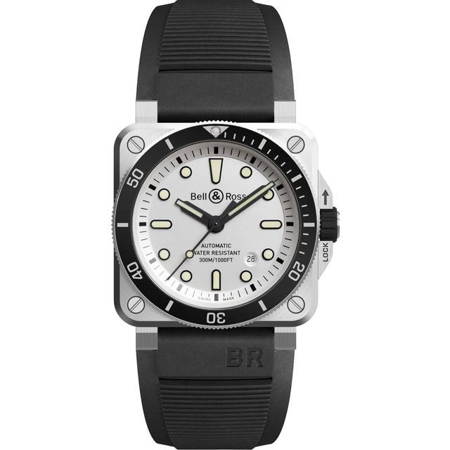 Bell & Ross Mens Silver Br0392-d-wh-st/srb Diver Stainless-steel and Rubber Automatic Watch 42mm - SILVER