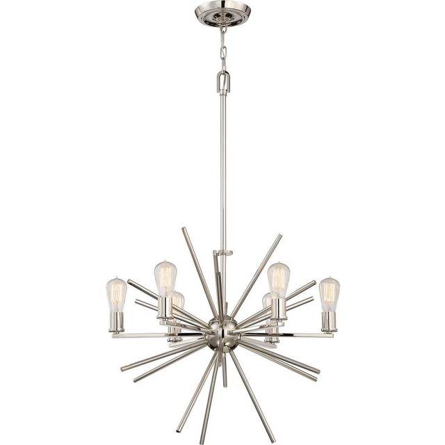 Elstead Carnegie - 6 Light Chandelier Silver Finish, E27
