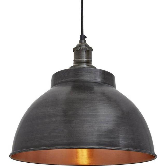 Brooklyn Dome Pendant Light - Dark Pewter & Copper - 13 inch, Pewter holder