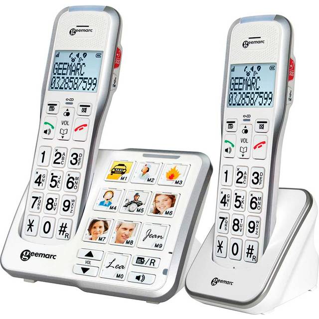 Geemarc AmpliDECT 595-2 Photo Amplified Cordless Phones, White