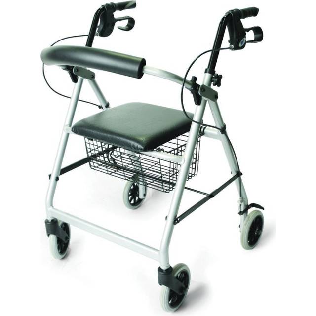 Days 252 Essentials Lightweight Aluminium Rollator with Padded Seat and Underseat Basket, Height Adjustable Handles & Back Support, Folds for...