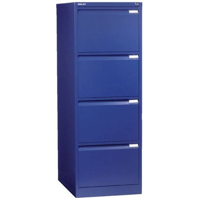 Bisley BS Steel Filing Cabinet 4 Drawers Lockable 470 x 622 x 1,321 mm Oxford Blue