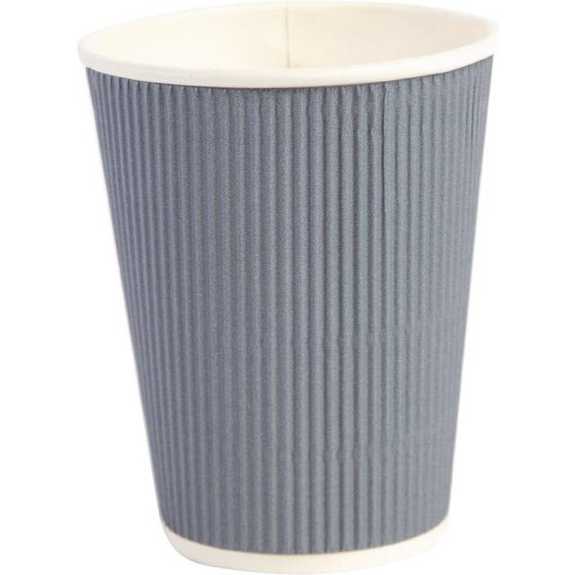 Fiesta Recyclable Coffee Cups Ripple Wall Charcoal 340ml / 12oz (Pack of 25)