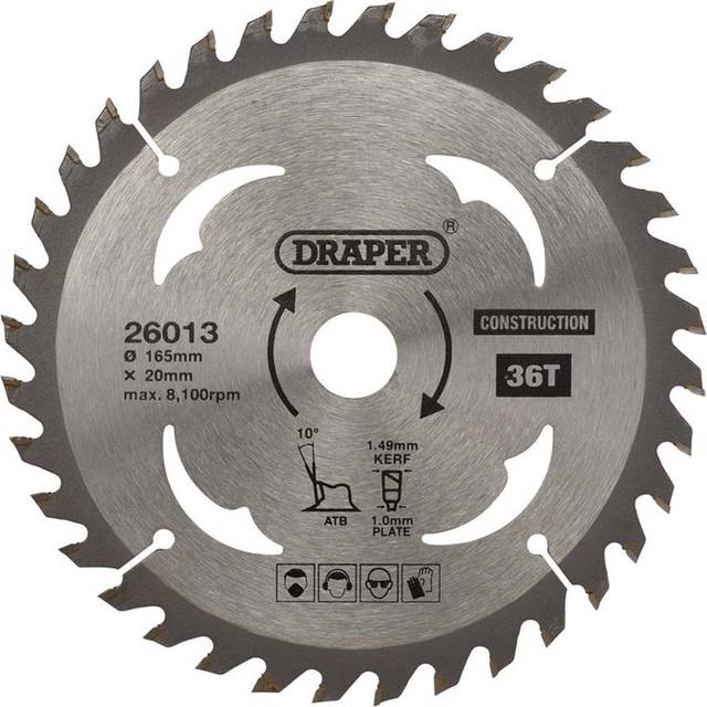 Draper 26013 TCT Cordless Construction C/Saw Blade-Wood-Composites...