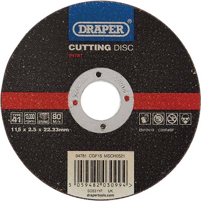Draper 94781 Flat Stone Cutting Disc, 115 x 2.5 x 22.23mm