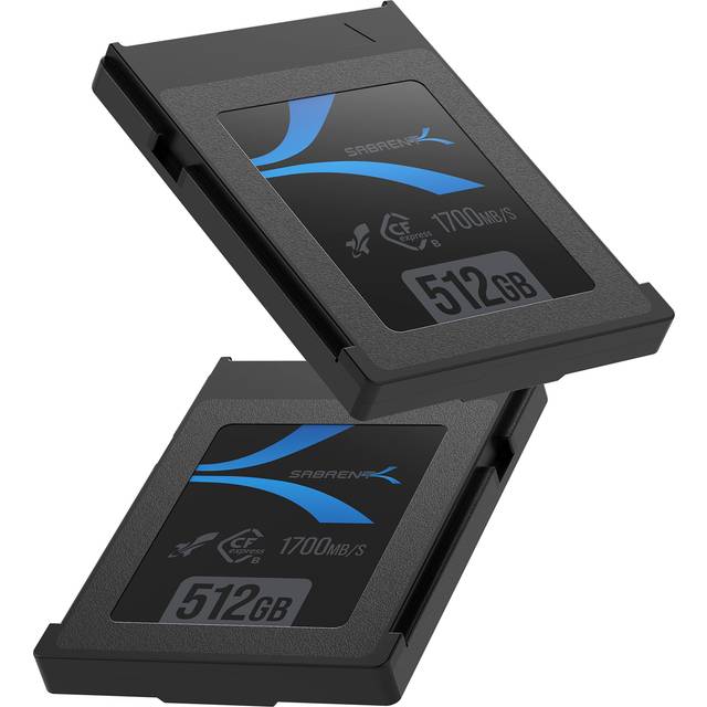 Sabret CFexpress typ B minneskort 512 GB (2-pack) raket CFX, cf express hög hastighet R1700 MB/s W1500 MB/s DSLR-kameror kompatibla för professionella fotografer, videografer (CF-XTBT-512X2)