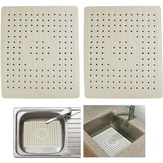 "2 Pack Kitchen Sink Mat Drain Pad Protector 10"" x 12"" Non-Slip Rubber Durable"