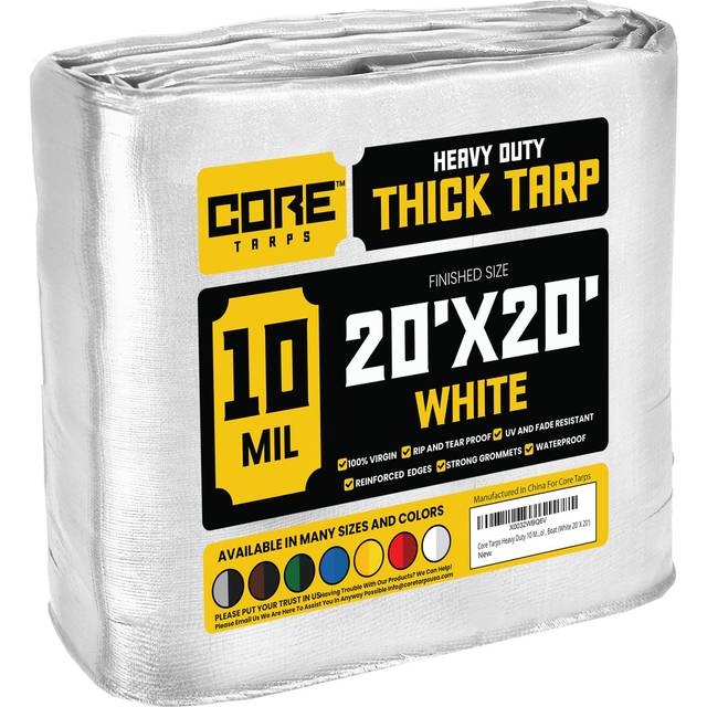 Core Tarps Heavy Duty 10 Mil Tarp Cover  Waterproof  UV Resistant  Rip and Tear Proof  Poly Tarpaulin with Reinforced Edges for Roof  Camping  Patio