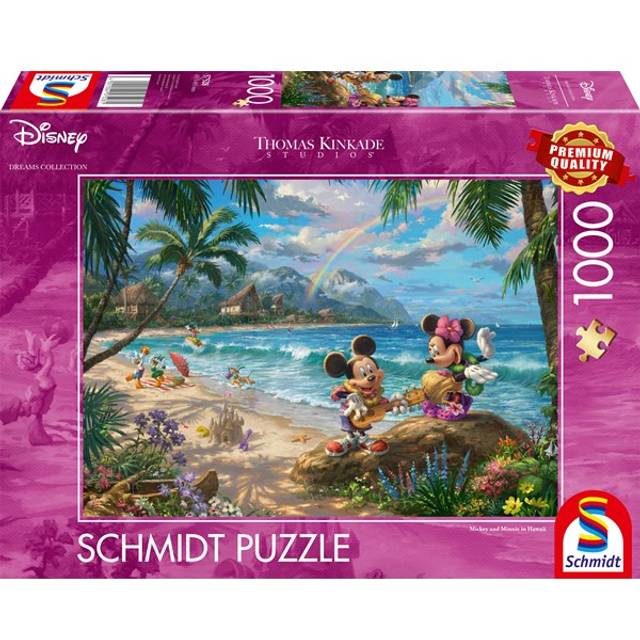 Spiele 57528 Jigsaw Puzzle Thomas Kinkade, Disney, Mickey and Minnie in Hawaii, 1000 Pieces, Multicoloured Amazon Exclusive