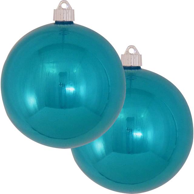 "Christmas By Krebs 6"""" (150mm) Shiny Tropical Blue [2 Pieces] Extra Large Solid Oversized Huge Big Outdoor Plastic  UV Ball Ornament Hanging Tree Deco"
