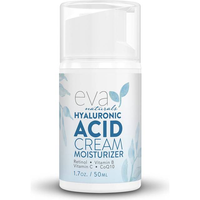 Hyaluronic Acid Moisturizing Cream by Eva Naturals - Best Wrinkle Cream - Facial Moisturizer, Dry Skin Cream, Retinol, Vitamin B, C & E, CoQ10 - Anti-