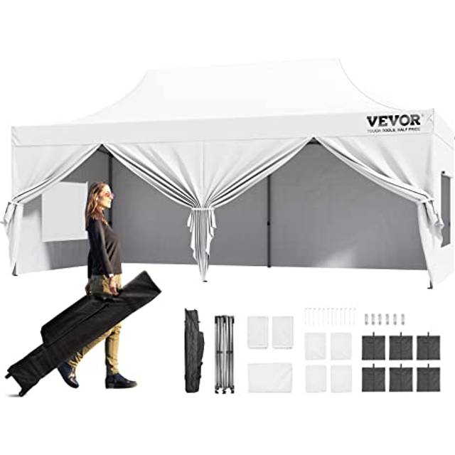 VEVOR Pavillon 304,8x609,6x320cm Gartenzelt 500D PU-Silber-Gewebe Faltpavillon h&#xF6;henverstellbar inkl. Aufbewahrungstasche Partyzelt  12-16 Personen Pop up Zelt Gartenpavillon f&#xFC;r Campingausflug