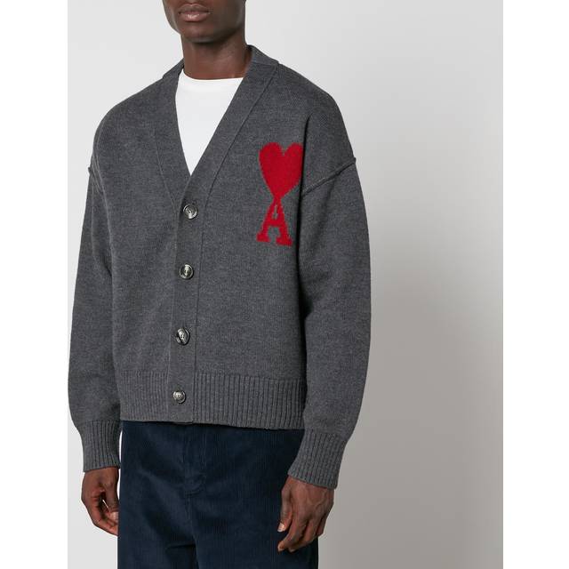 Ami Paris, Cardigans, male, Gray, L, Heart Friend Cardigan Unisex
