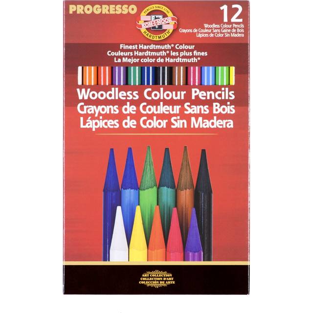 Koh-I-Noor Progresso Woodless Colored 12-Pencil Set, Assorted Colored Pencils (FA8756.12)