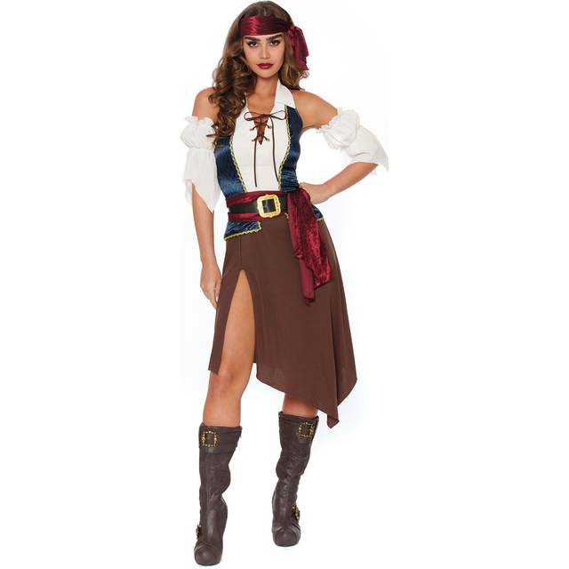 Rogue Pirate Wench Women&#39;s Costume - Brown&#47;Blue&#47;White (XL)