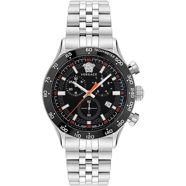 Versace, Watches, male, Gray, ONE SIZE, Men's Chronograph Hellenyium Chrono Silver-Black Ve2U00322