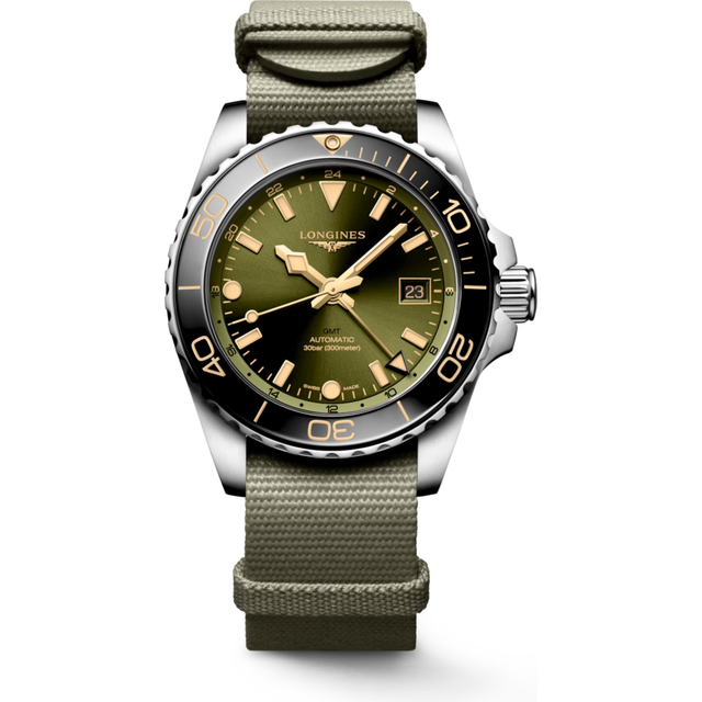 LONGINES Hydro Conquest GMT 41MM AUTO Green Dial Men's Watch L3.790.4.06.2 / L37904062 - Sunray green - 41 mm