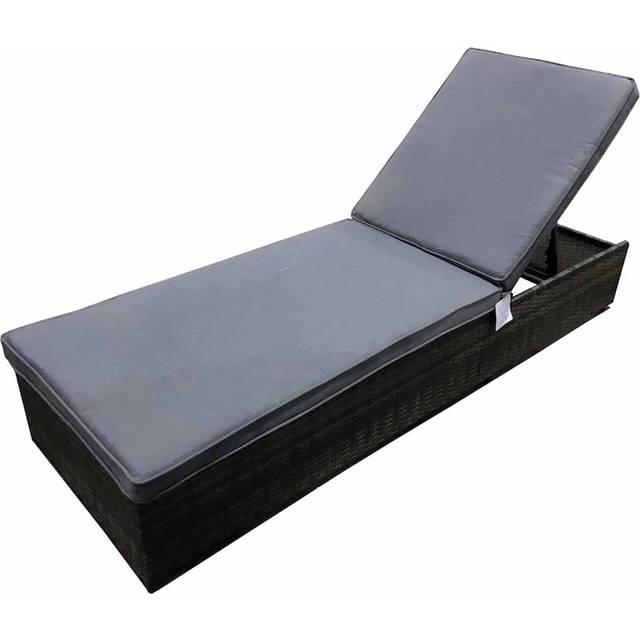 Rattan Sun Lounger - Grey